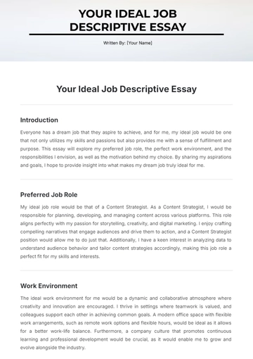 Free Your Ideal Job Descriptive Essay Template to Edit Online