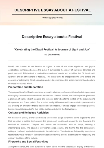 Free Descriptive Essay about a Festival Template to Edit Online