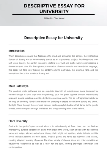 Free Descriptive Essay for University Template to Edit Online