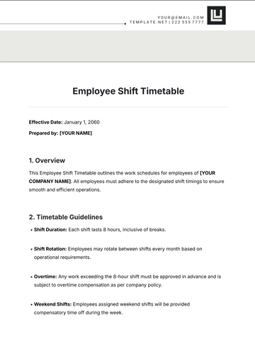 Free Employee Shift Timetable Template to Edit Online | Template.net