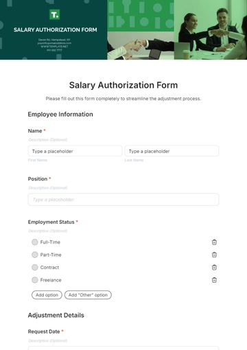 Free Salary Authorization Form Template to Edit Online
