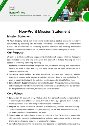 Free Non-Profit Mission Statement Template to Edit Online