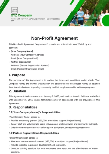 Free Non-Profit Agreement Template to Edit Online