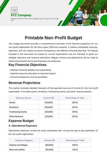 Free Printable Non-Profit Budget Template to Edit Online