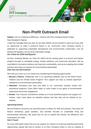 Free Non-Profit Outreach Email Template to Edit Online