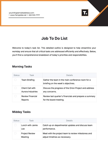 Free Job To Do List Template to Edit Online
