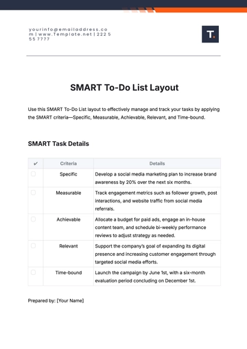 Free SMART To Do List Layout Template