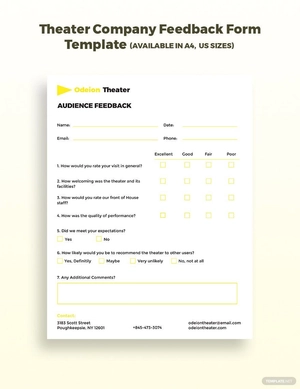 Theater Company Feedback Form Template Theater Company Feedback Form Template