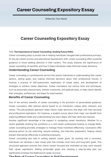 Free Career Counseling Expository Essay Template to Edit Online