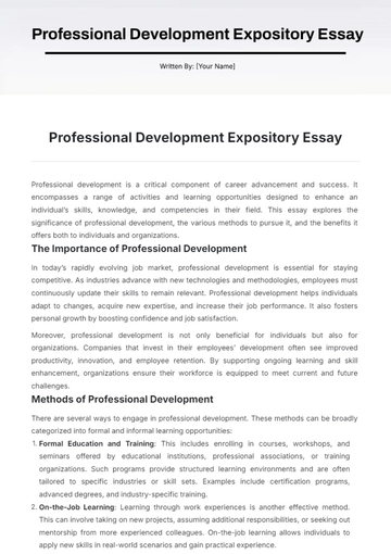 Free Professional Development Expository Essay Template to Edit Online