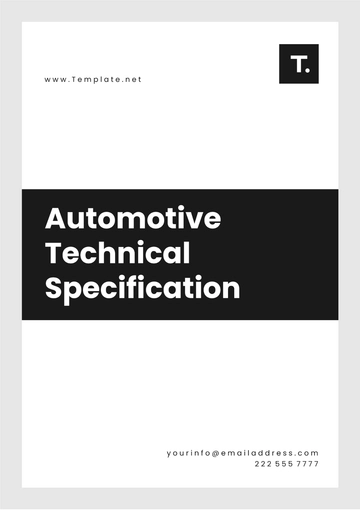 Free Automotive Technical Specification Template to Edit Online