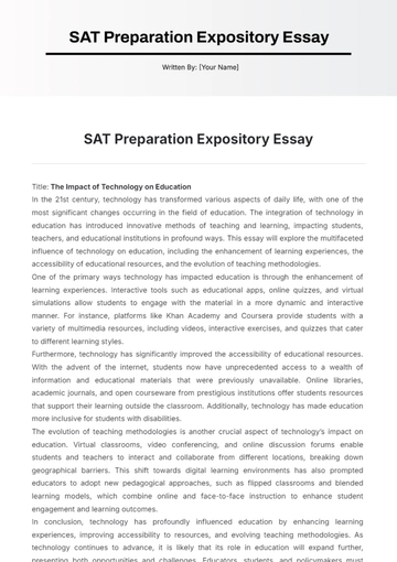 Free SAT Preparation Expository Essay Template to Edit Online