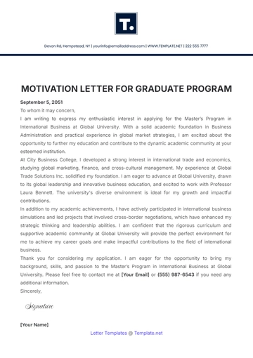 Free Motivation Letter for Graduate Program Template to Edit Online Free Motivation Letter for Graduate Program Template to Edit Online