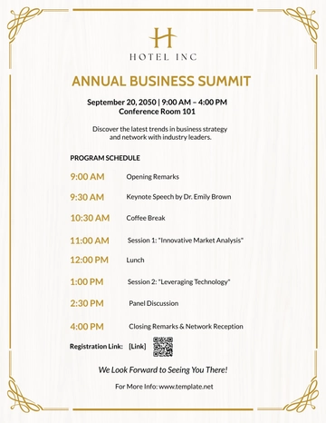 Free Hotel Event Program Template to Edit Online