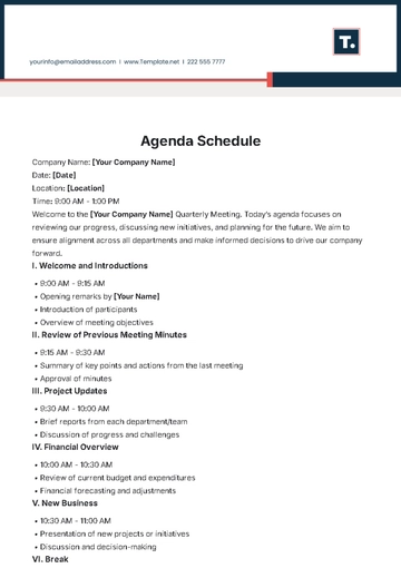 Free Agenda Schedule Template to Edit Online