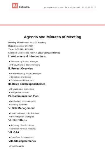 Free Agenda and Minutes of Meeting Template to Edit Online