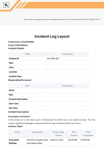 Free Incident Log Layout Template to Edit Online