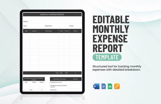 Editable Monthly Expense Report Template