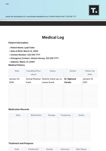 Free Medical Log Template to Edit Online