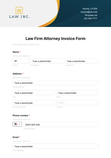 Free Law Firm Attorney Invoice Form Template to Edit Online