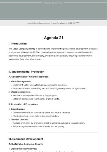 Free Agenda 21 Template to Edit Online
