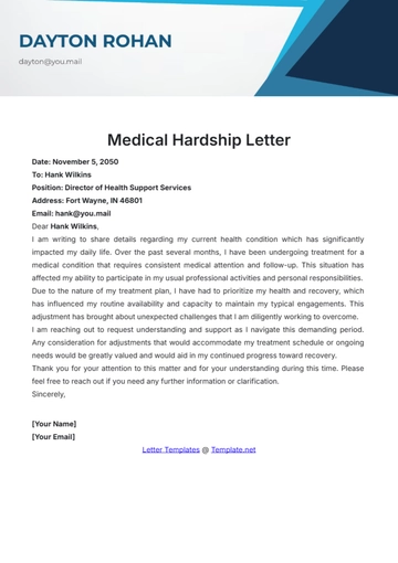 Free Medical Hardship Letter Template to Edit Online