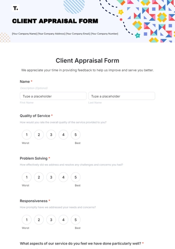 Free Client Appraisal Form Template to Edit Online