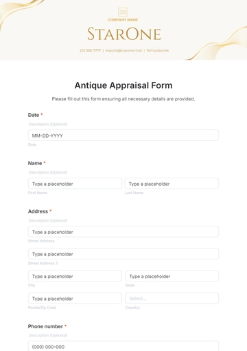 Free Antique Appraisal Form Template to Edit Online