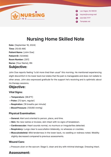 Free Nursing Home Skilled Note Template to Edit Online