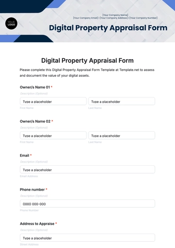 Free Digital Property Appraisal Form Template to Edit Online