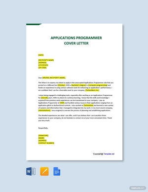 Applications Programmer Cover Letter