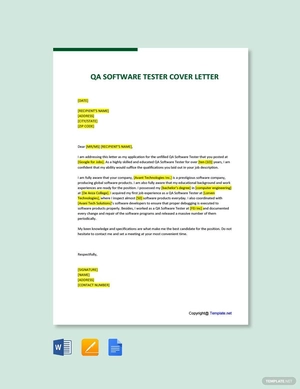 QA Software Tester Cover Letter