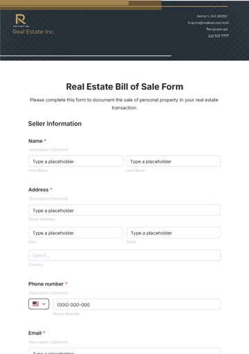 Free Real Estate Bill of Sale Form Template to Edit Online
