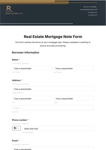 Free Real Estate Mortgage Note Form Template to Edit Online