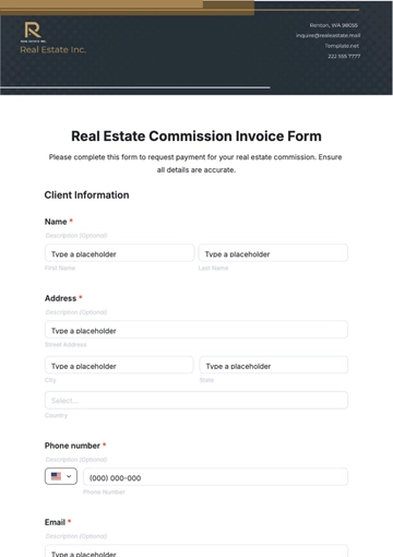 Free Real Estate Commission Invoice Form Template to Edit Online