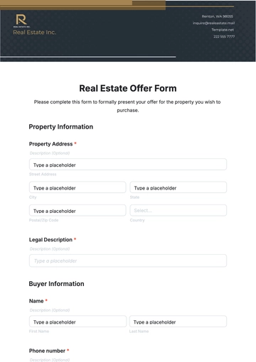 Free Real Estate Offer Form Template to Edit Online