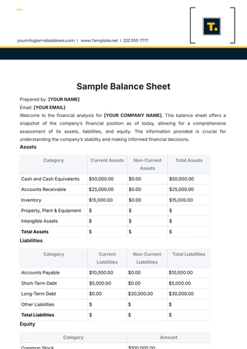 Free Sample Balance Sheet Template to Edit Online