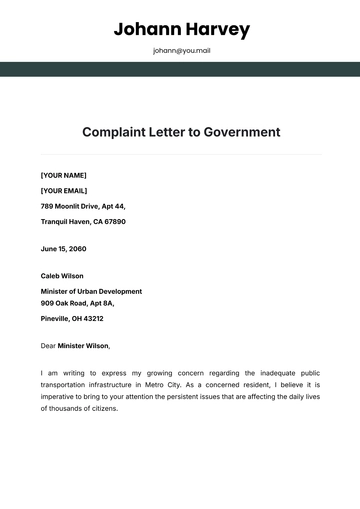Free Complaint Letter to Government Template to Edit Online