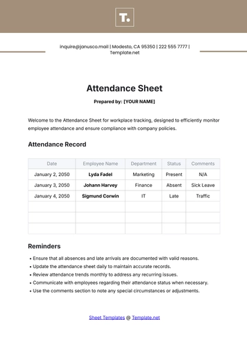 Free Attendance Sheet Template to Edit Online