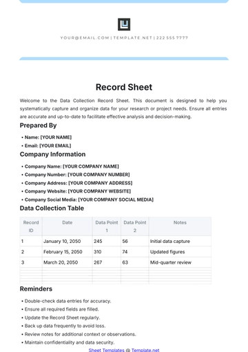 Free Record Sheet Template to Edit Online