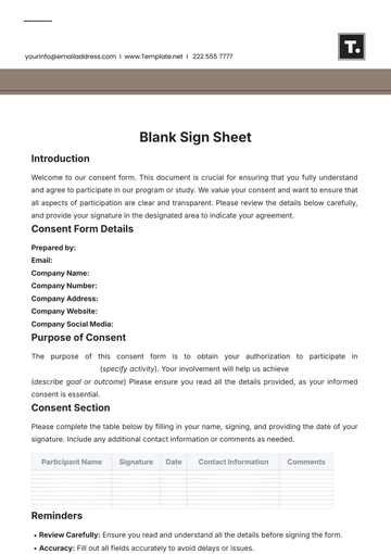 Free Blank Sign Sheet Template to Edit Online