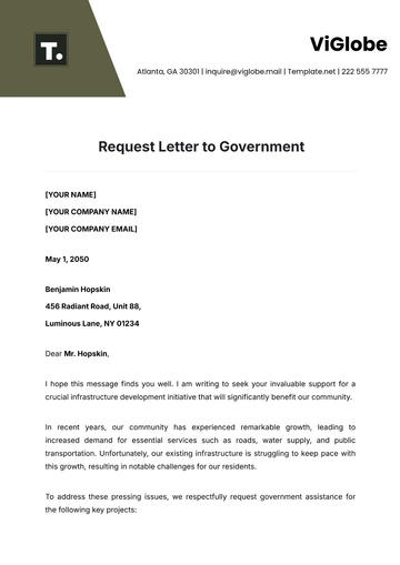 Free Request Letter to Government Template to Edit Online