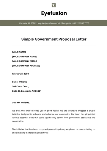 Free Simple Government Proposal Letter Template to Edit Online