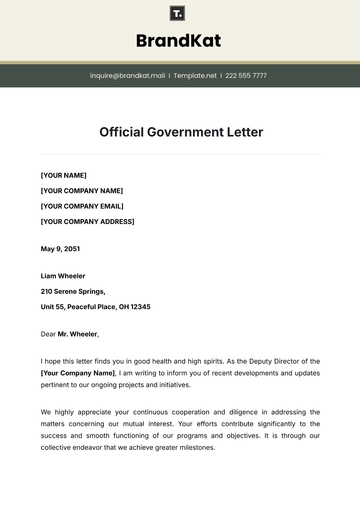 Free Official  Government Letter Template to Edit Online
