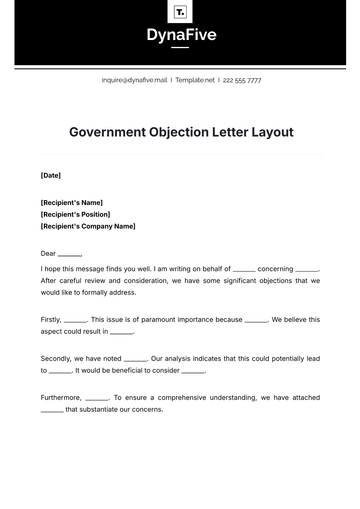 Free Government Objection Letter Layout Template to Edit Online
