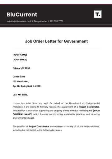Free Job Order Letter for Government Template to Edit Online