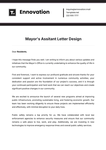 Free Mayor's Assitant Letter Design Template to Edit Online