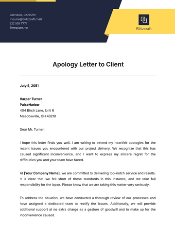 Free Apology Letter to Client Template to Edit Online