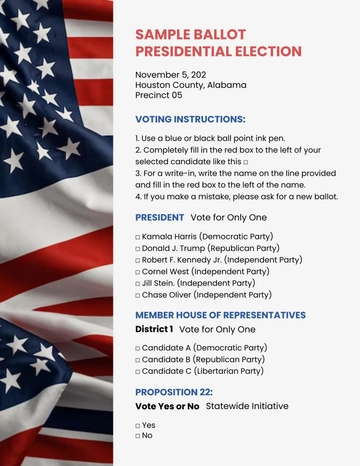 Free US Election Ballot Template to Edit Online