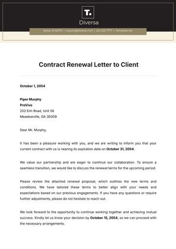Free Contract Renewal Letter to Client Template to Edit Online